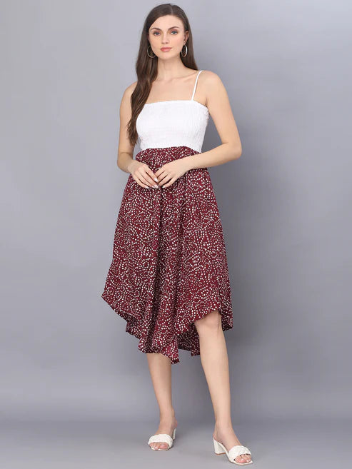 Wine Color Bandhej Printed Shoulder Straps Long Gown