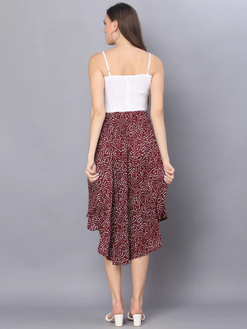 Wine Color Bandhej Printed Shoulder Straps Long Gown