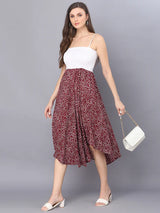 Wine Color Bandhej Printed Shoulder Straps Long Gown