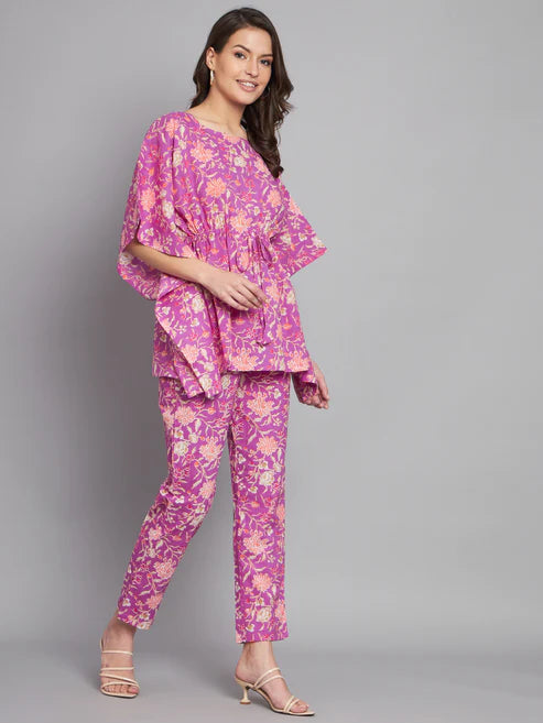 Floral Printed Kaftan Co-Ord Set