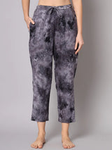 Grey Black Tie Dye Printed Rayon Co-Ord Set