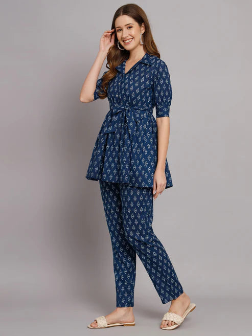 Indigo Booti Printed Cotton Co-Ord Set