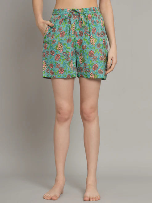 Green Flower Printed Cotton Co-Ord Set