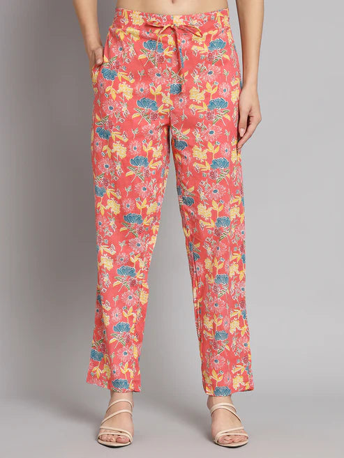 Peach Floral Printed Cotton Co-Ord Set