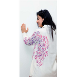 White cotton shirt with indian paisley motifs